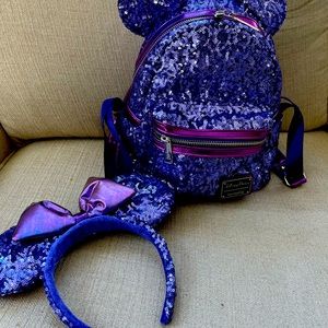 Loungefly Disney Purple Potion Backpack and Ears